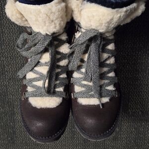 Madden Girl Brown Faux-Shearling Lined Lace-Up Boots